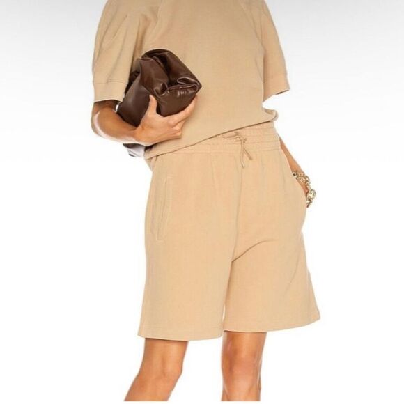 AGOLDE Noodle Peach Tan Boxer Sweat Shorts | Relaxed Fit, Wide Waist | Size XS - Picture 7 of 7